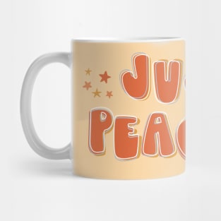 Just Peachy + stars - retro font and colors with vintage slang Mug